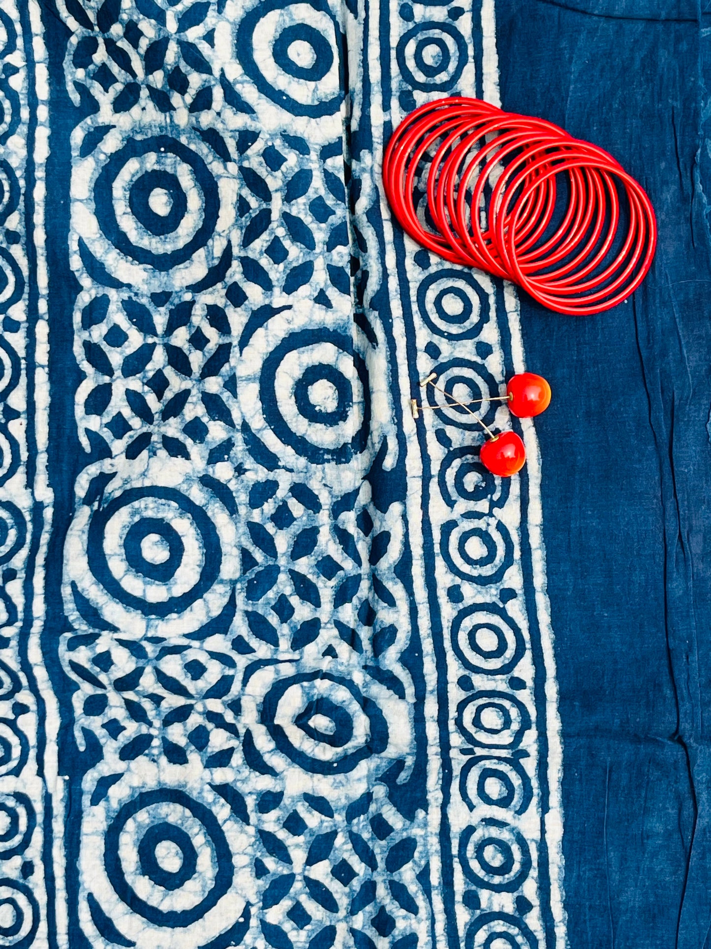 "Moonlit Indigo" Dabu Hand Block Print Saree