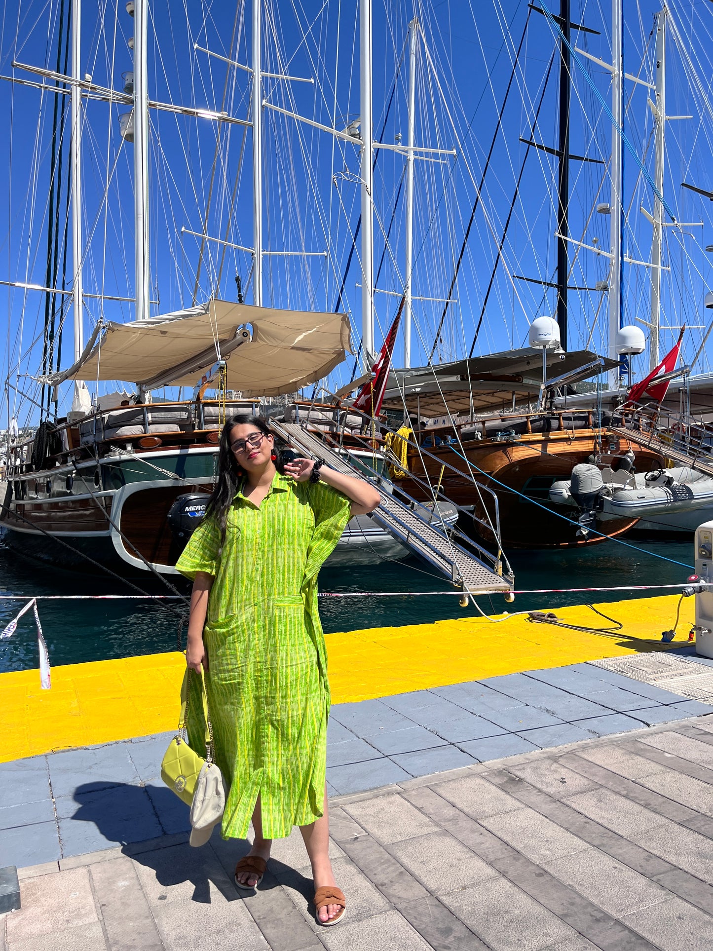 Rio Beach Kaftan Dress in Green