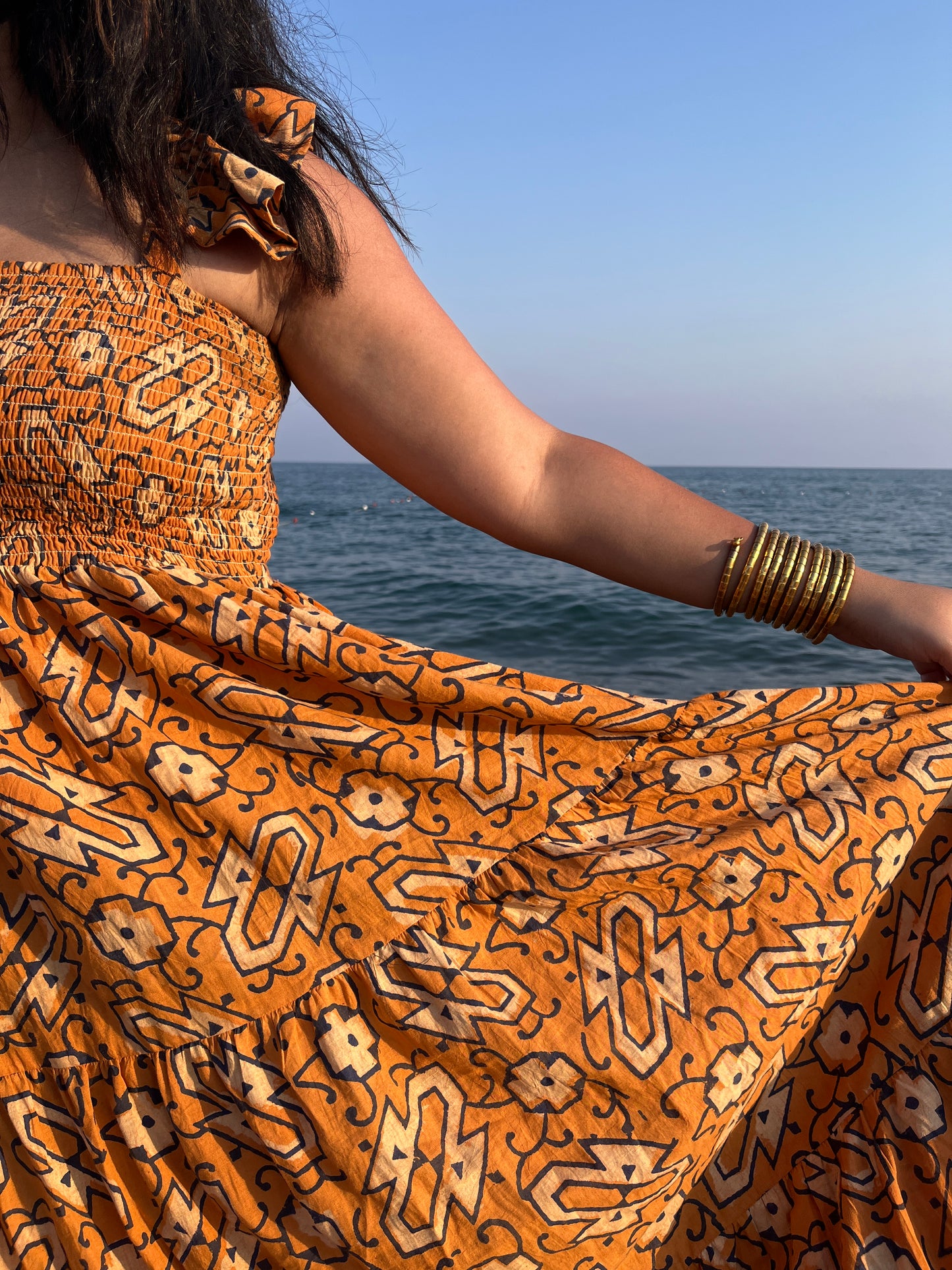 Cairo Layered Maxi Dress with Ruffle Sleeves