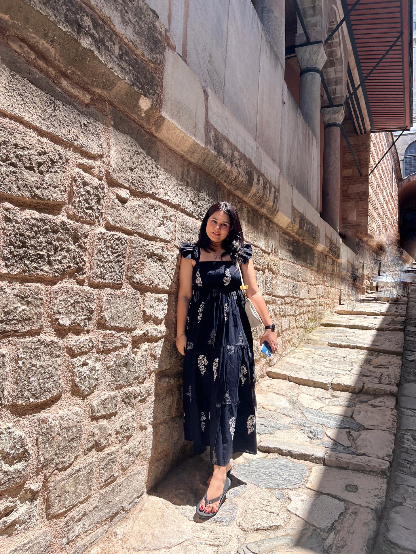 Mermaid Black Printed Travel Maxi Dress