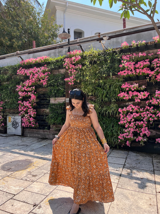 Cairo Layered Maxi Dress with Ruffle Sleeves