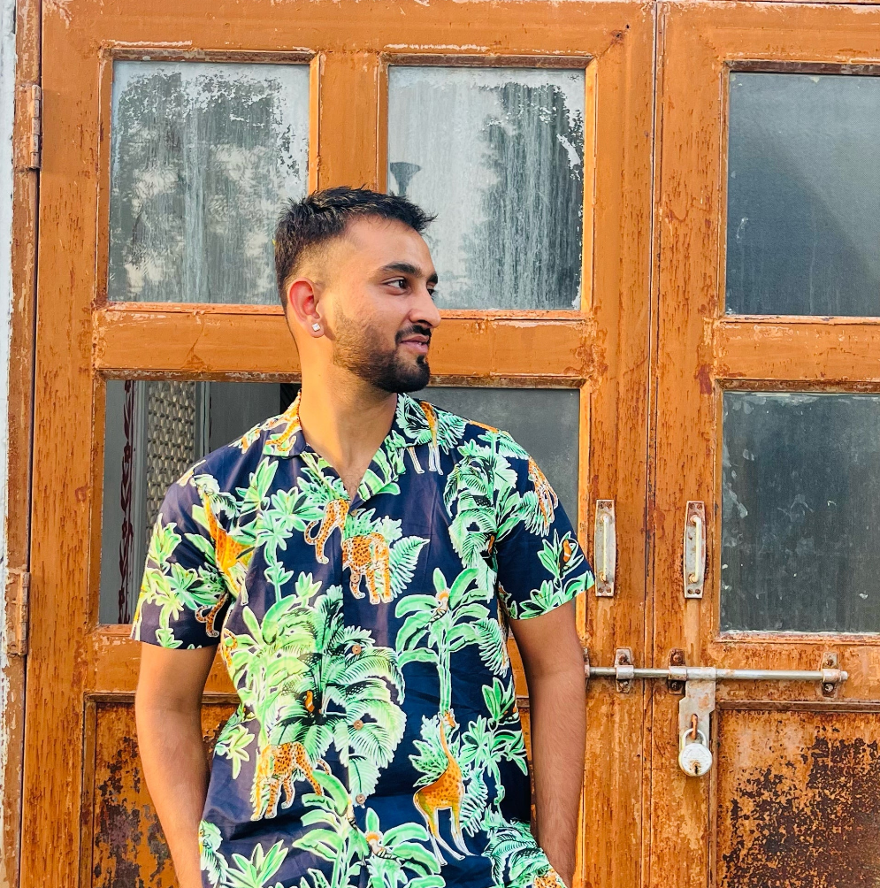 Blue Tropical Print Goa Shirt