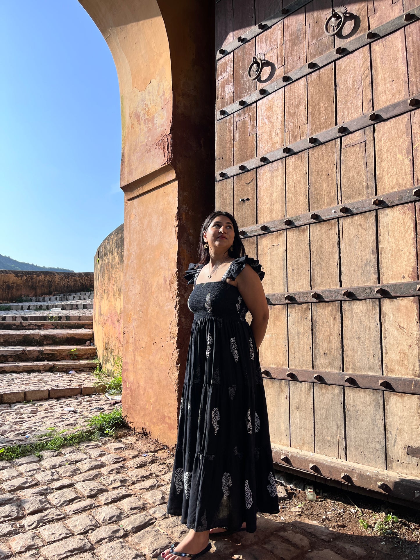 Mermaid Black Printed Travel Maxi Dress