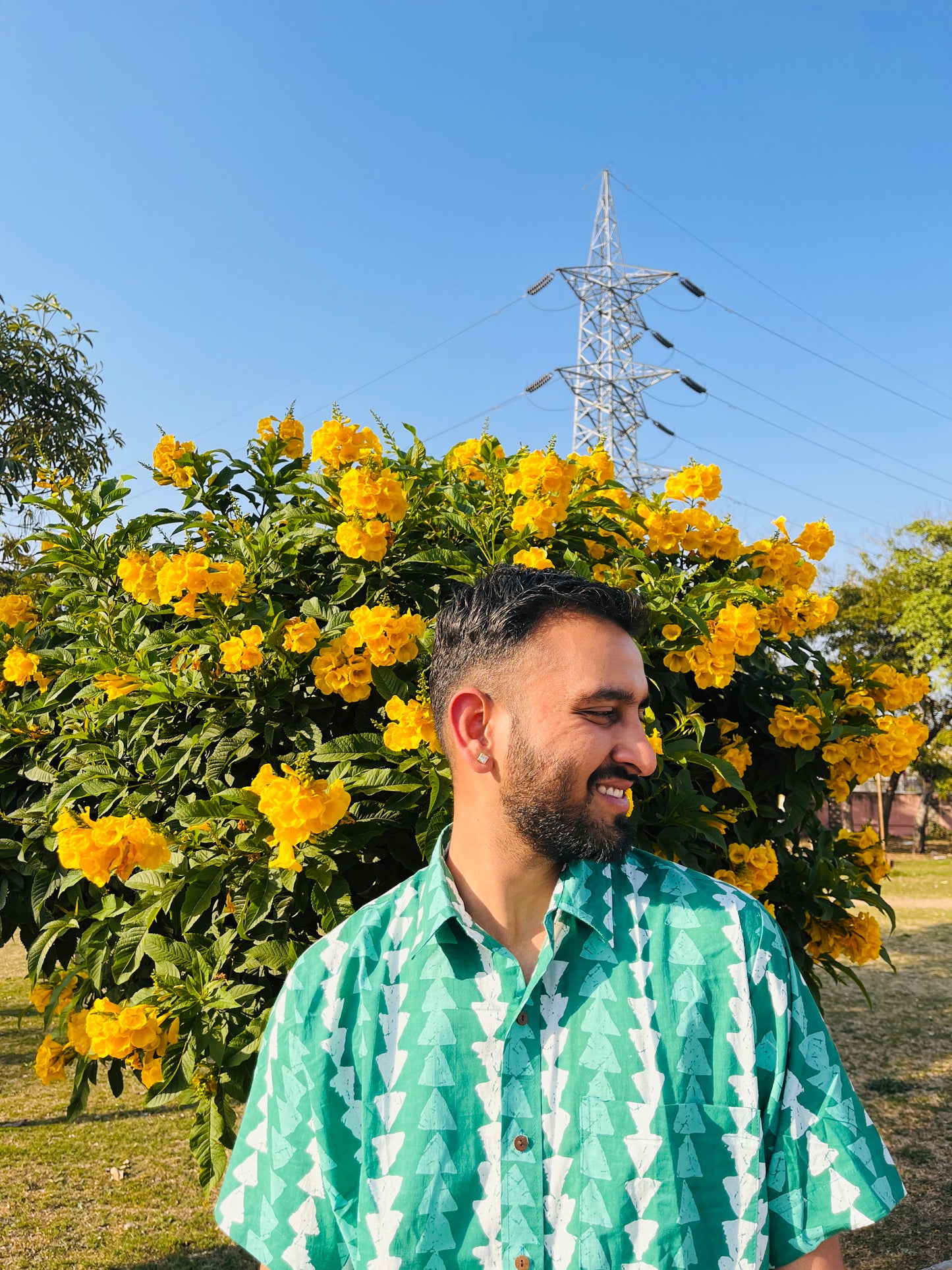 Romeo Green Funky Print Shirt