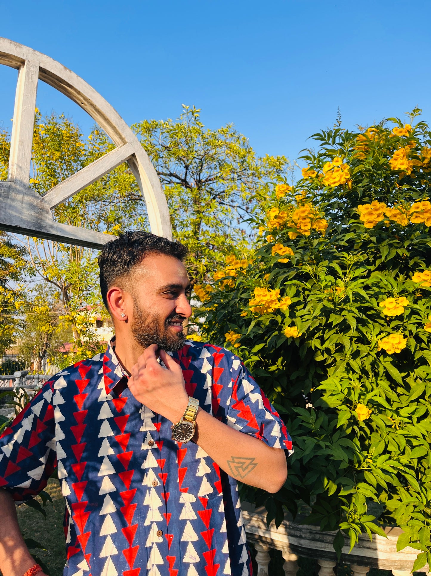 Blue Block Printed Funky Shirt