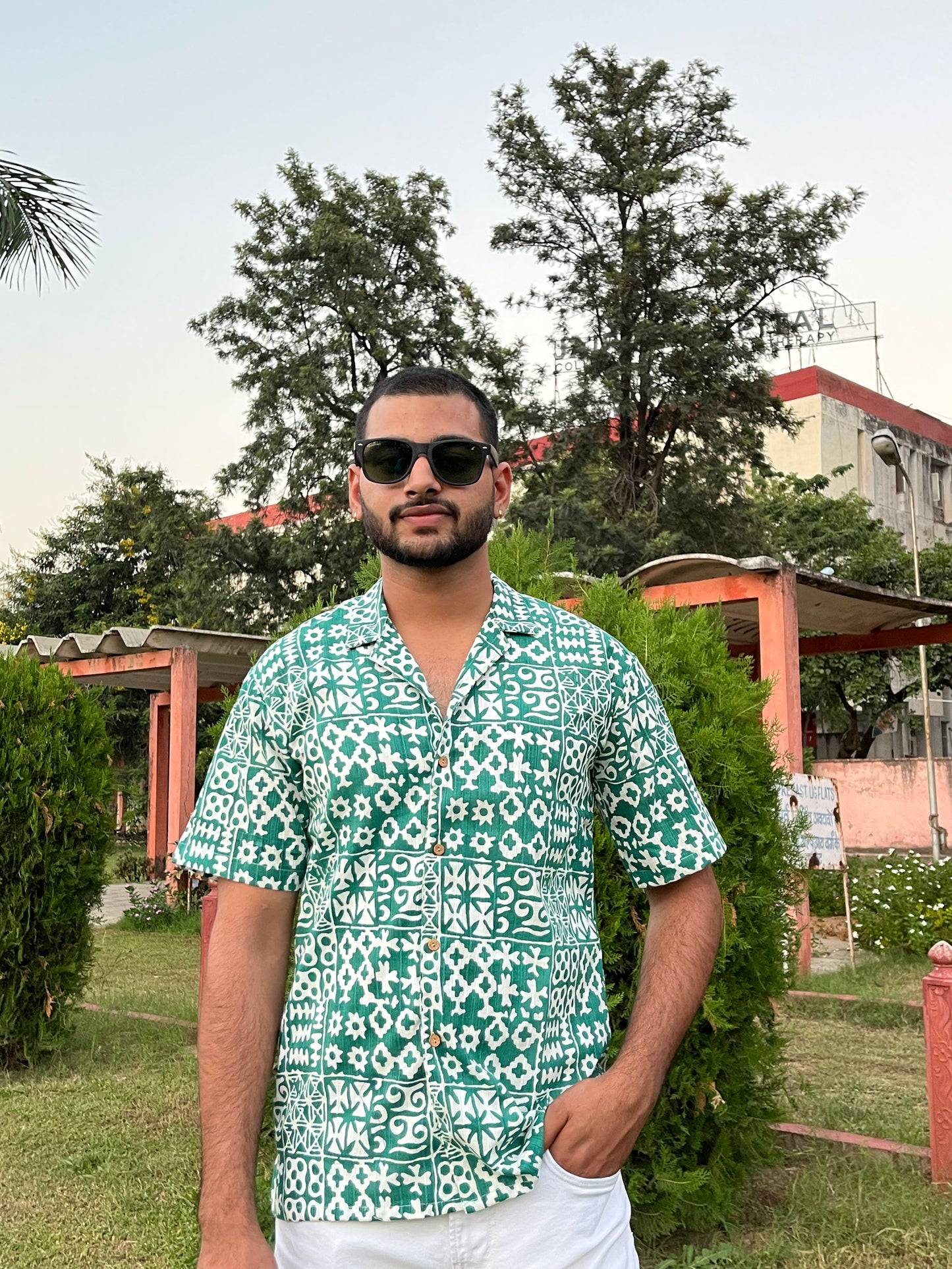 Green Printed Classy Shirt for Men