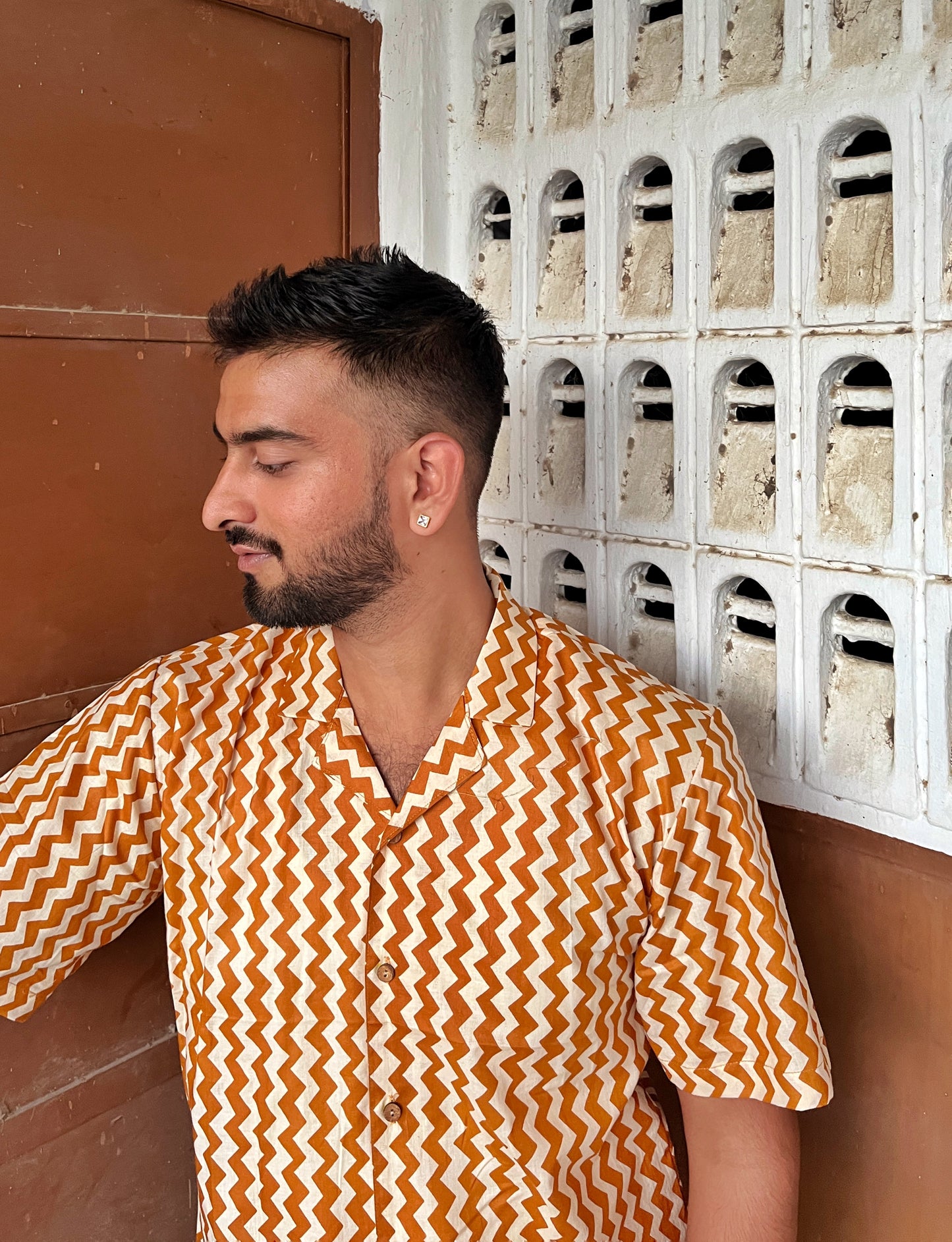 Yellow Striped Casual Shirt for Men