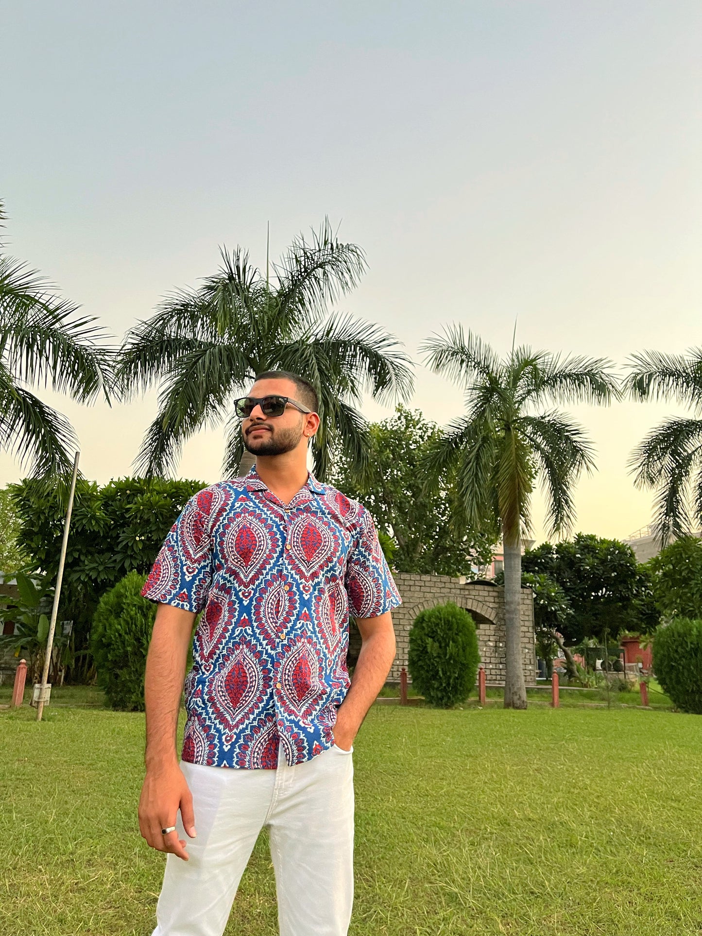 Blue Bold Printed Casual Shirt