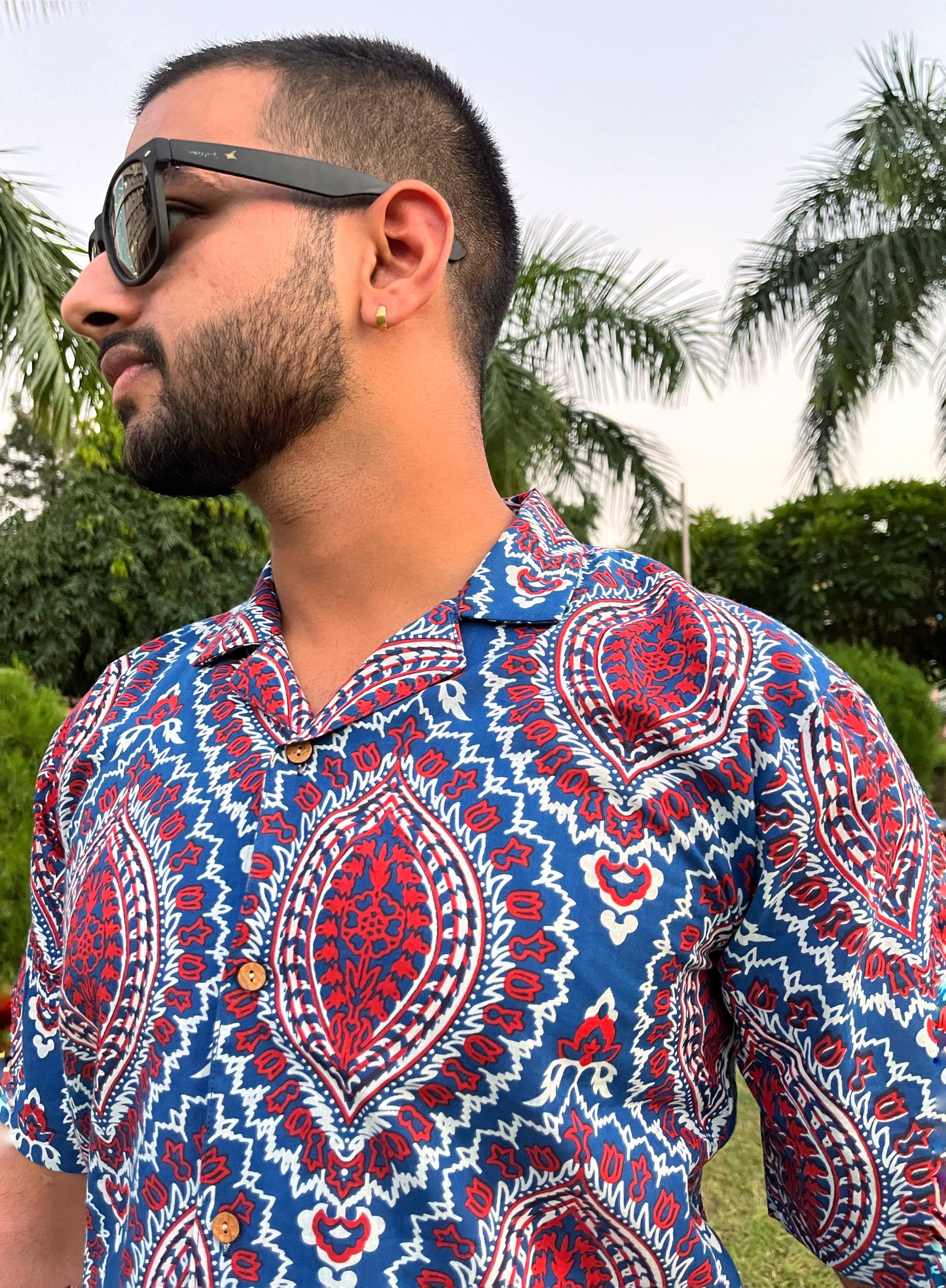 Blue Bold Printed Casual Shirt