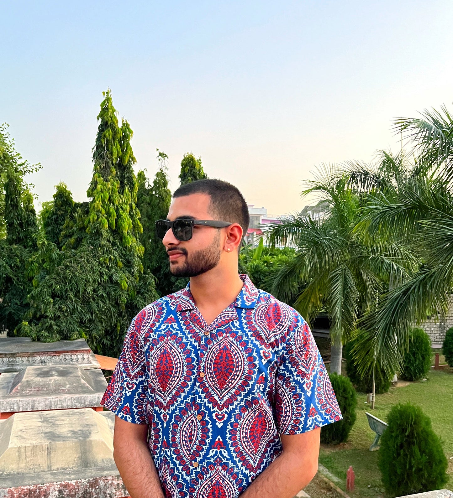 Blue Bold Printed Casual Shirt