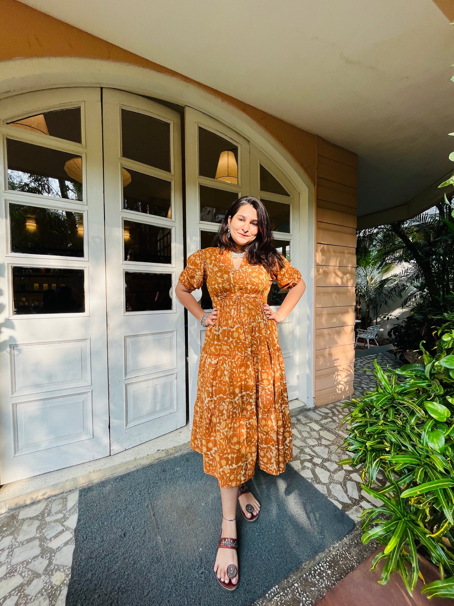 Pondicherry Yellow Maxi Dress with Puff Sleeves