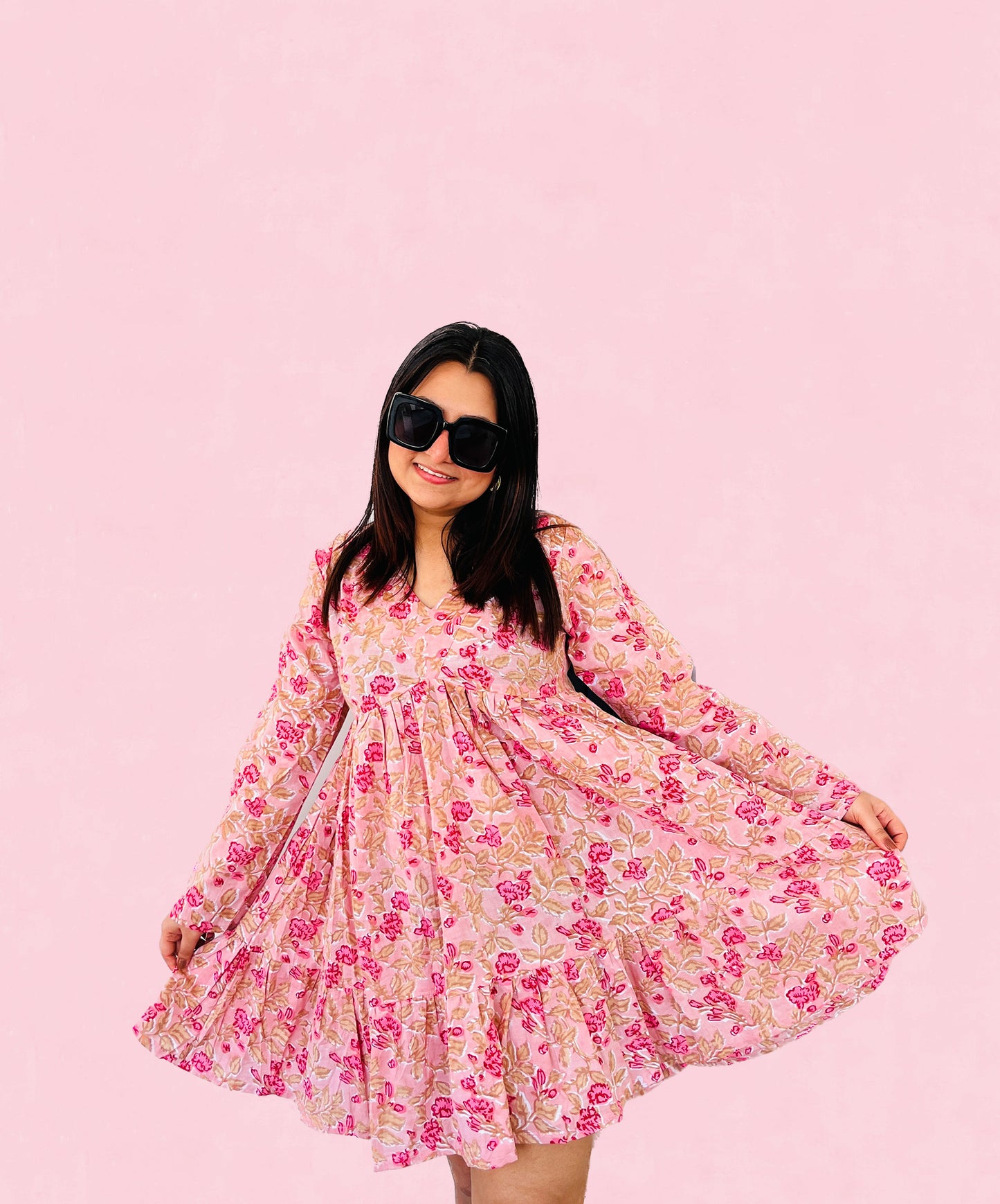 Gulaab Pink Floral Mini Dress