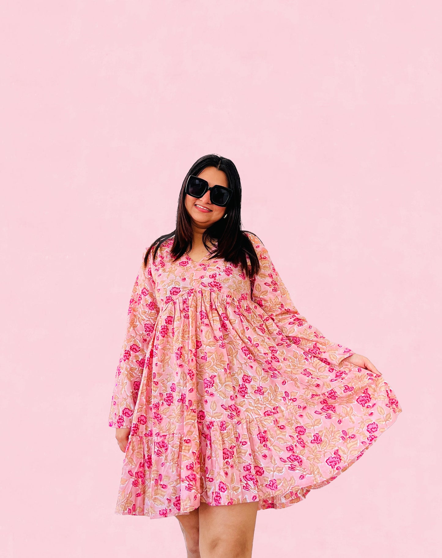 Gulaab Pink Floral Mini Dress
