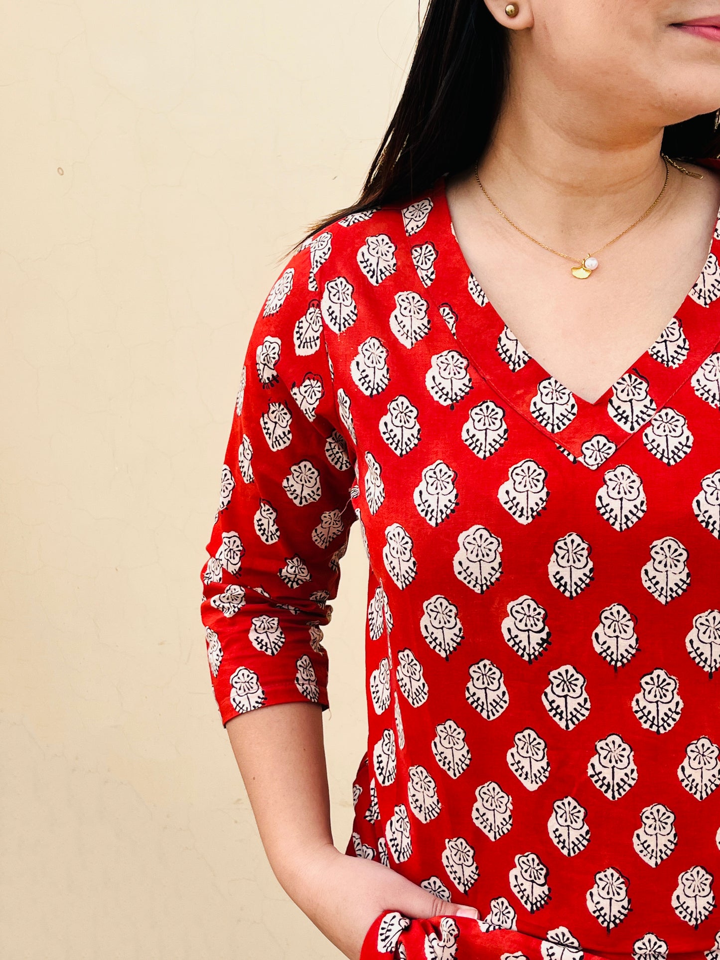 "Rose" Bagru Print Kurta
