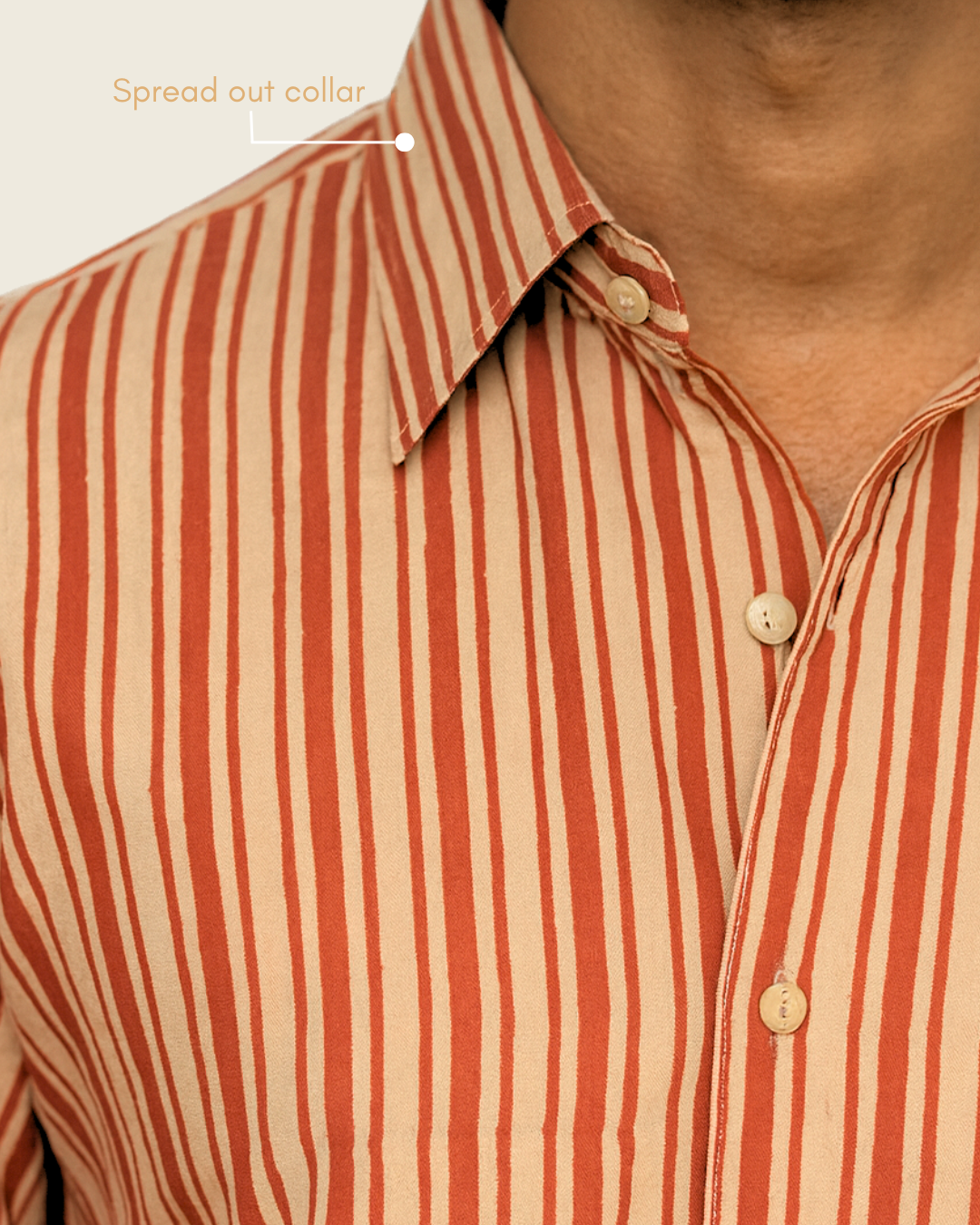 Madrid Red & Beige Striped Cotton Shirt | Italian Spread Collar