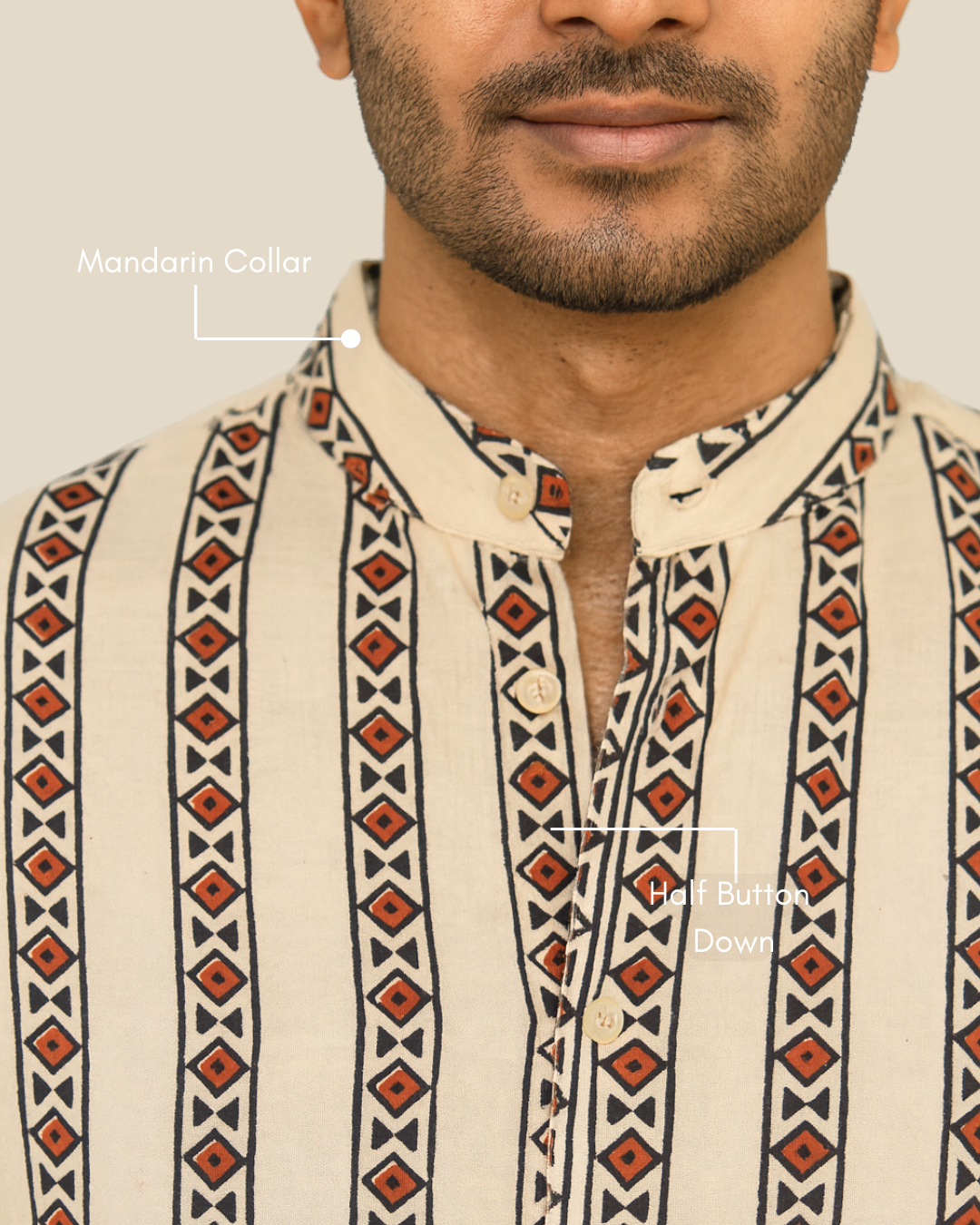 Milan Beige Cotton Printed Shirt