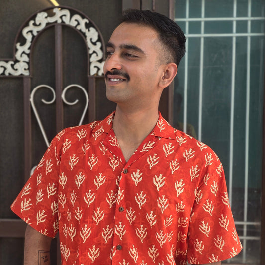 Sunset Red Printed Summer Shirt
