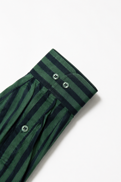 Berlin Green & Black Striped Cotton Shirt
