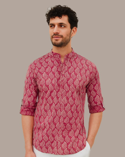 Jaipur Pink Hand Block Printed Cotton Shirt