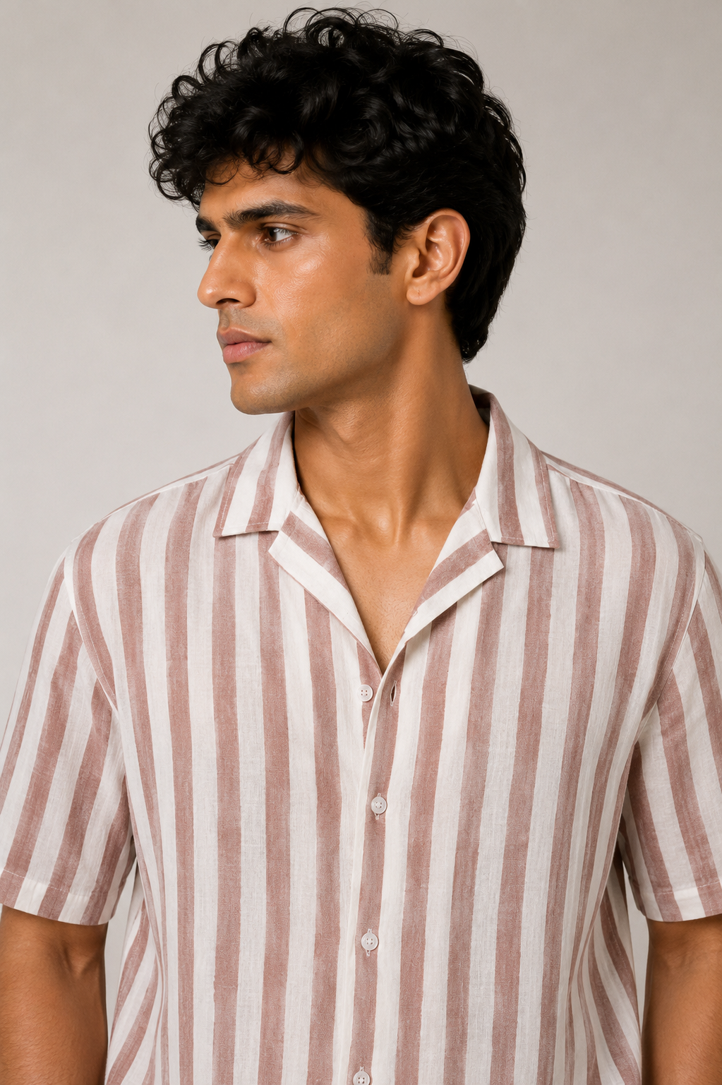 Havana Stripe Cotton Shirt | Cuban Collar