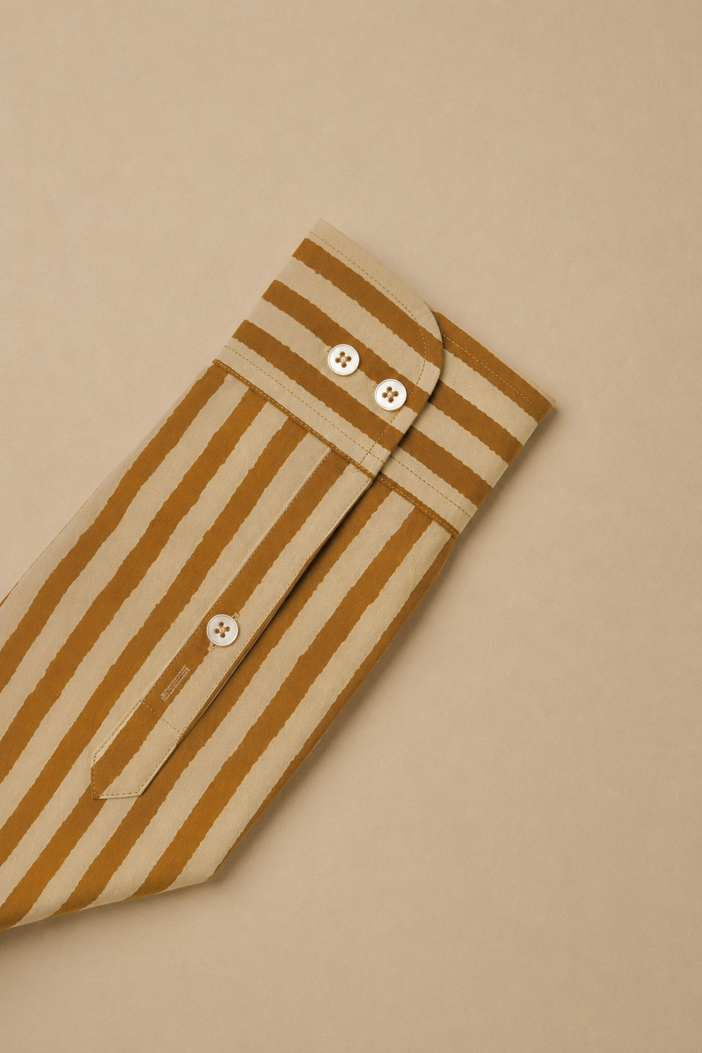 Monaco Mustard Beige Striped Cotton Shirt | Italian Spread Collar