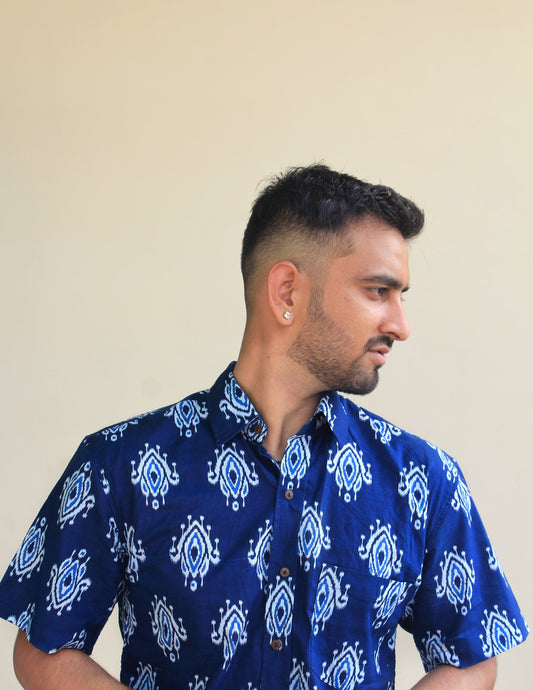 "Mystic Blue" Printed Shirt