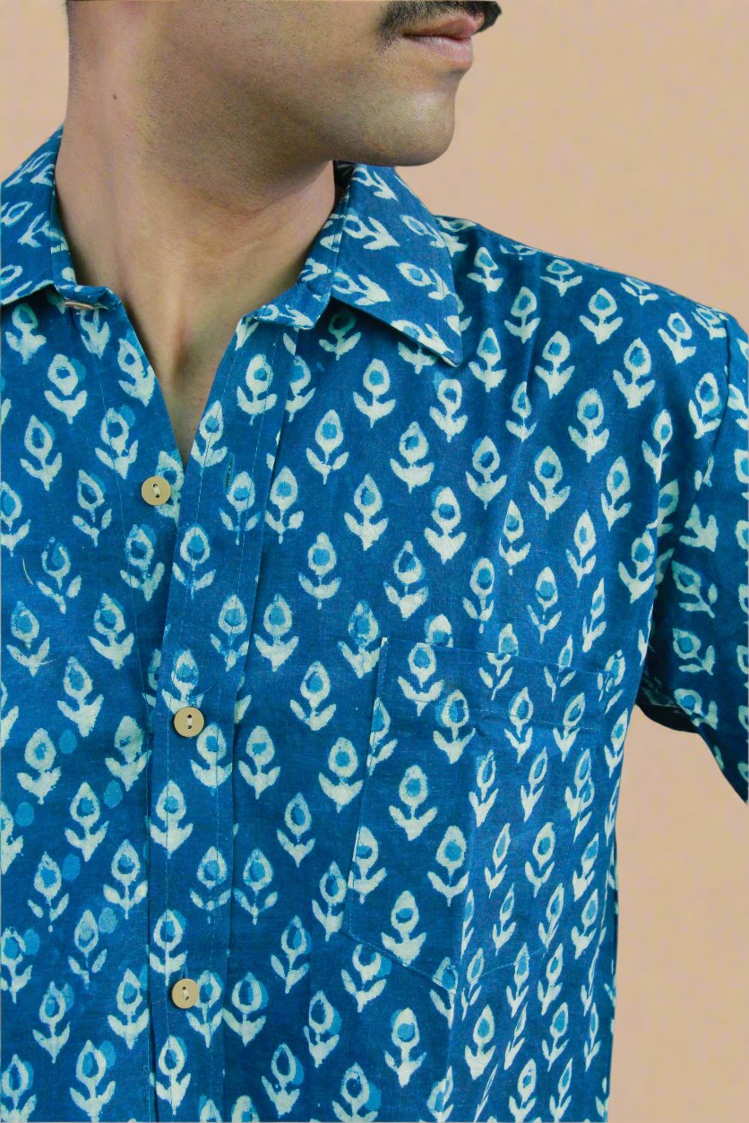 Ocean Indigo Blue Print Shirt