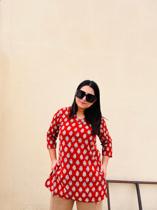 "Rose" Bagru Print Kurta
