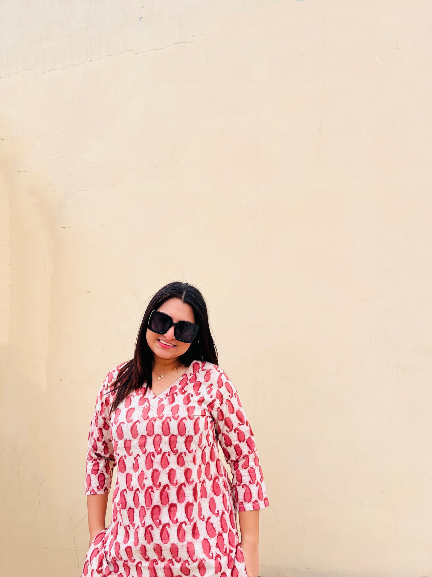 "Peachy" Bagru Print Kurta