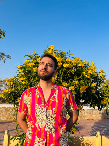 "Roar & Roll" Goa Tropical Print Shirt