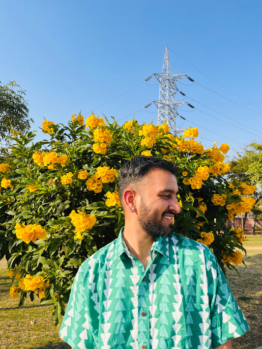 Romeo Green Funky Print Shirt