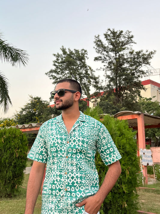 Green Printed Classy Shirt for Men