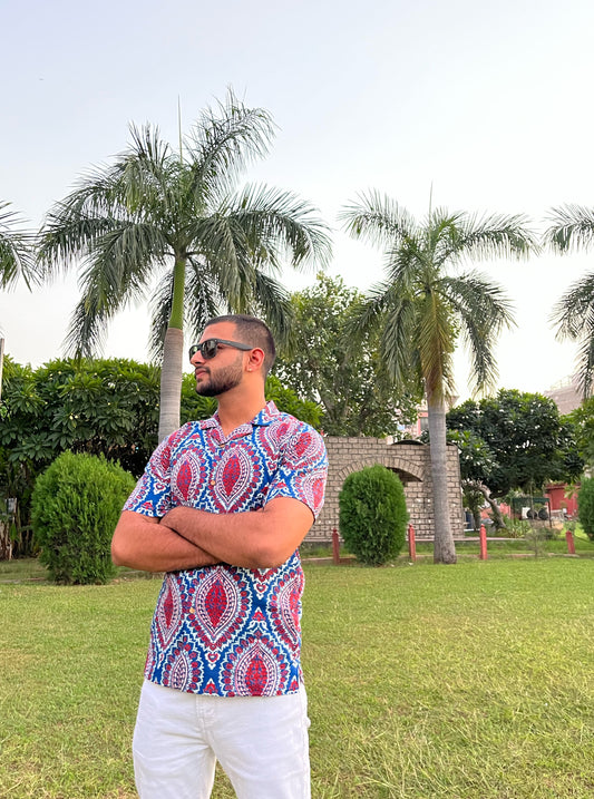 Blue Bold Printed Casual Shirt