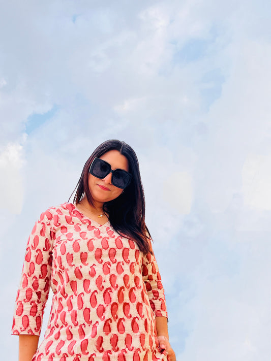 "Peachy" Bagru Print Kurta
